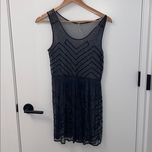Free People Navy Blue Embellished Slip